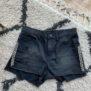Etienne Marcel studded denim cut off shorts